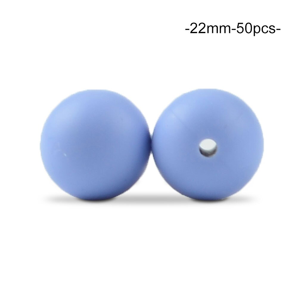 Cuentas de dentición de silicona redondas sueltas de 22MM, 50 unidades/lote para collar de dentición de silicona, cuentas de silicona, mordedor de bebé libre de BPA: serenity