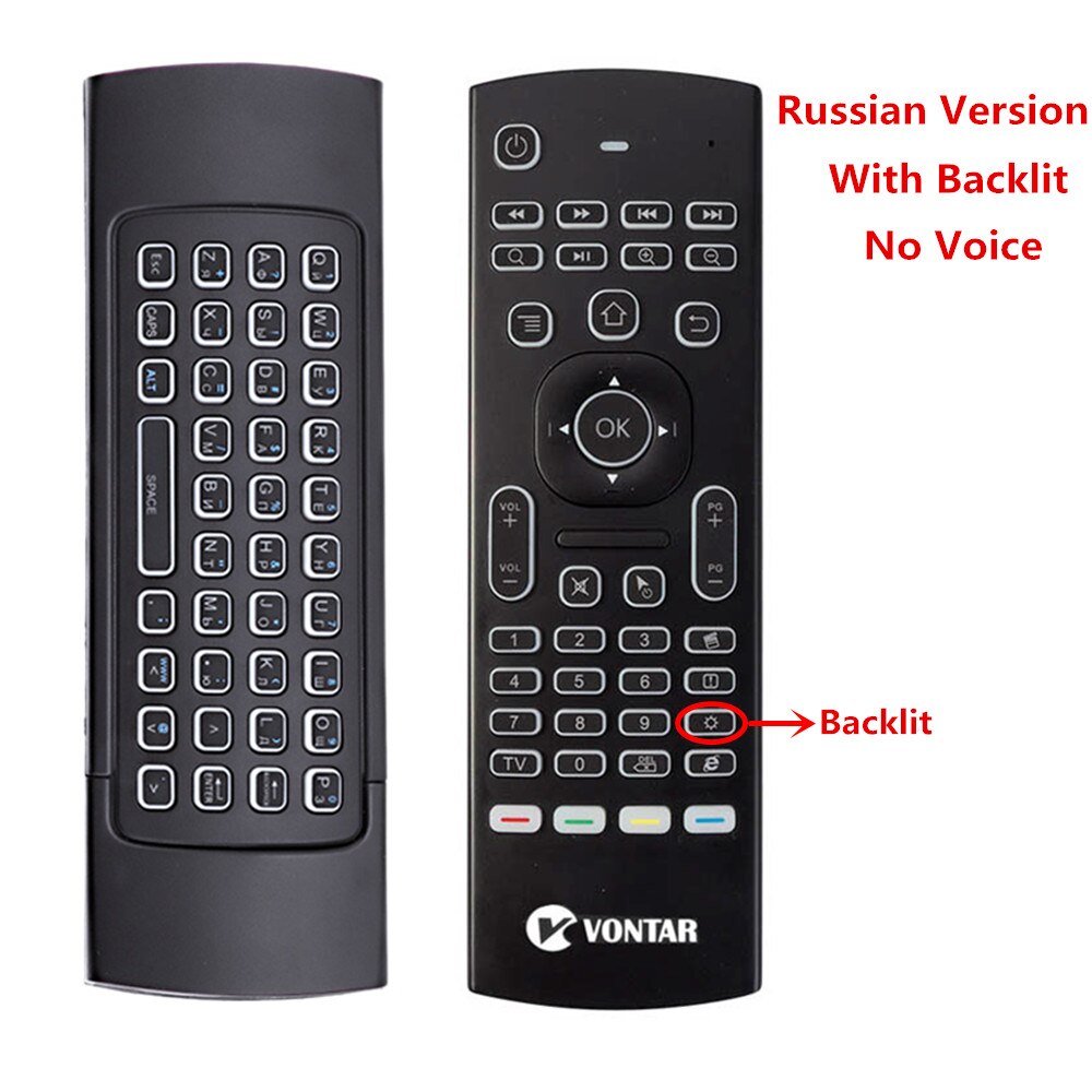 MX3 Backlit Air Mouse Smart Voice Remote Control MX3 Pro 2.4G wireless keyboard Gyro IR for Android TV Box T9 X96 mini H96 max: Russian Backlit