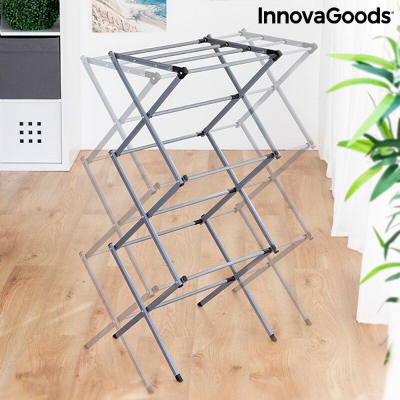 Sèche-linge métallique pliable et extensible, avec 3 niveaux, Cloxy InnovaGoods (11 Bars)