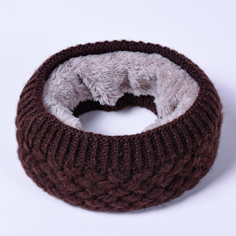 Winter warme sjaal voor vrouwen gebreide halsdoeken ringen pluche kinderen mannen kraag ring vrouwelijke foulard halsdoek: Koffie