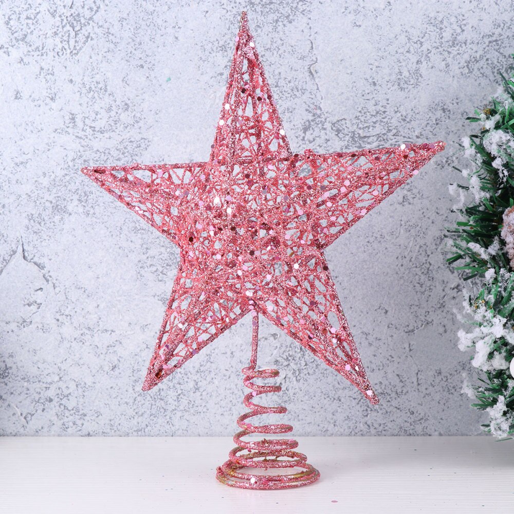 25Cm Ster Kerstboom Topper Glitter Kerstboom Decoratie Voor Party Home Decoration Xmas Tree Top Vijfpuntige ster A38