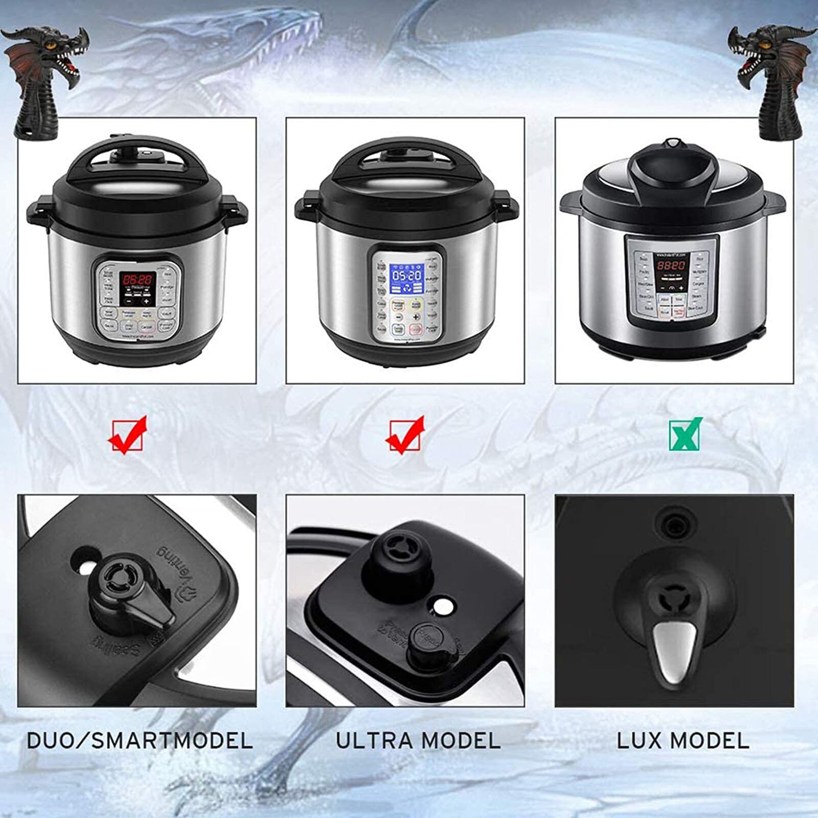 Pressure Cooker Steam Diverter Release Valve Accessories 360 Rotating Silicone Instant Pot Pressure Cooker Dragon Steam Releaser