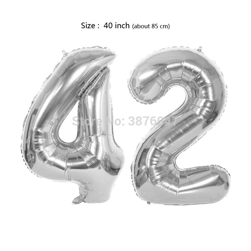 40inch 40 41 42 43 44 45 balloon rose gold silver anniversary party decoration 40th 41st 42nd 43rd 44th 45th birthday balloons: Silver-42