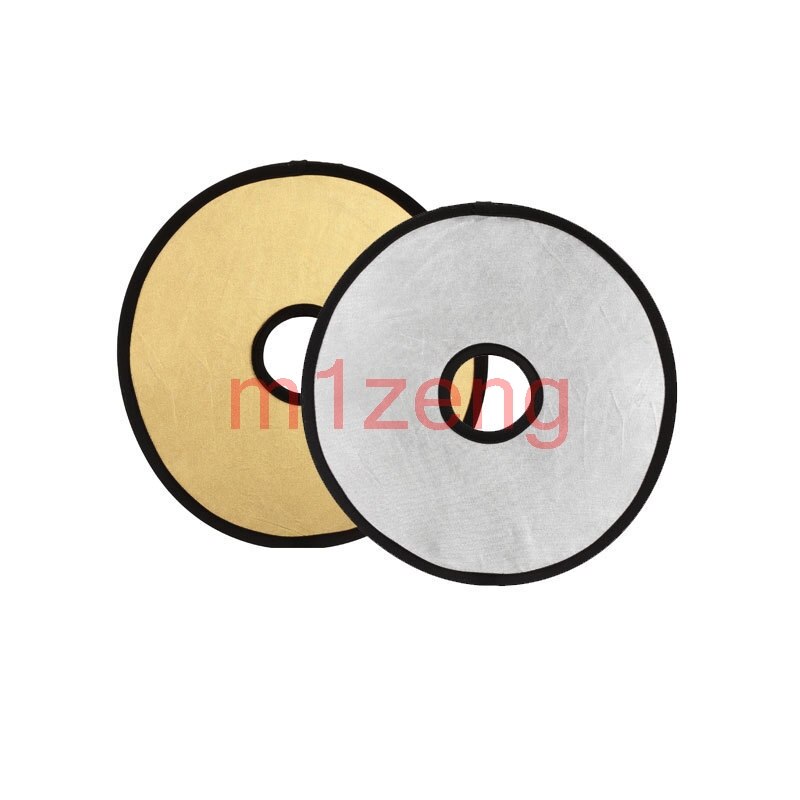 30Cm 2 In 1 Goud Zilver Hollow Circulaire Ronde Lens-Mount Draagbare Vouwen Licht Flash Reflector Voor Foto foto Studio