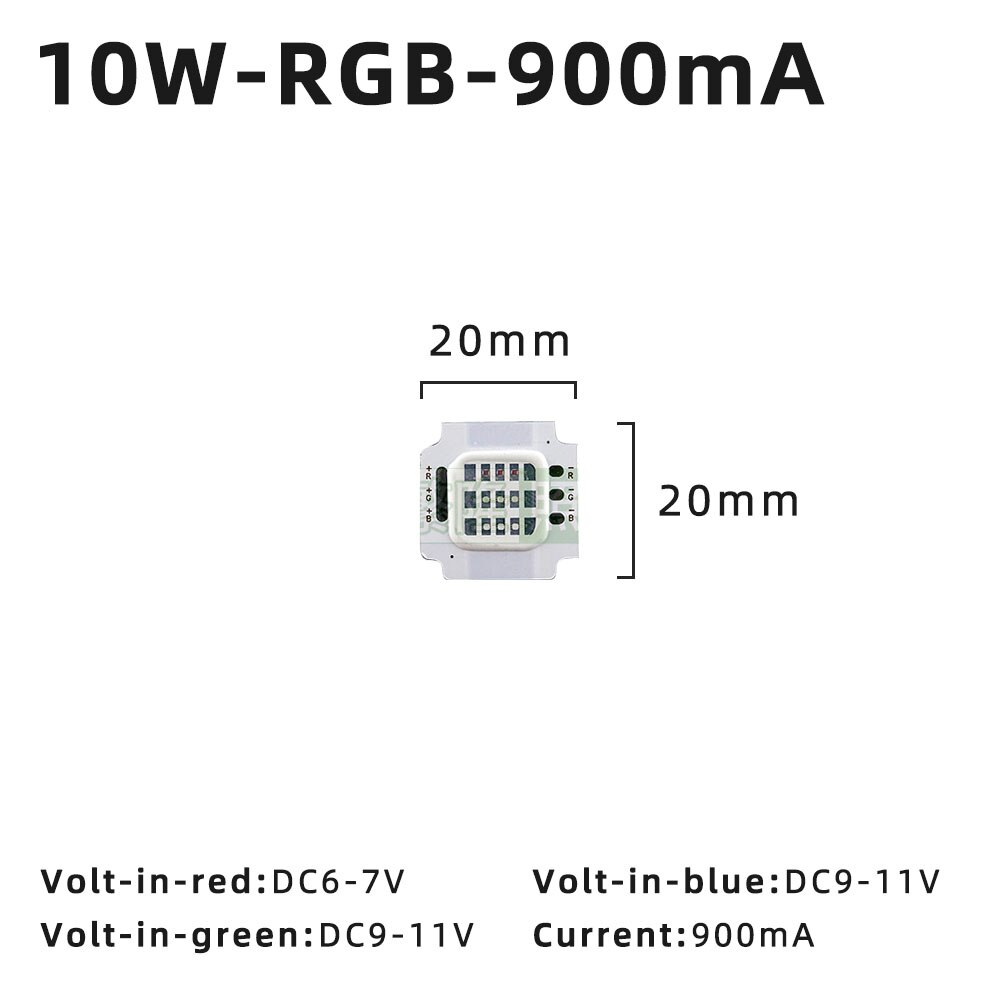 10W 20W 30W 50W RGB LED Chips 450mA 900mA 1800mA COB Light Chips DC6-34V SMD 4640 RGB Light Beads High Power for LED Flood Light: 10W RGB-900mA