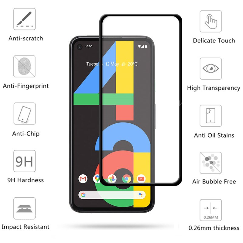 4-in-1 Per Google Pixel 4a di Vetro Per Google Pixel 4a Vetro Temperato Completa Colla HD Dello Schermo protector Per Google Pixel 4a Obiettivo di Vetro