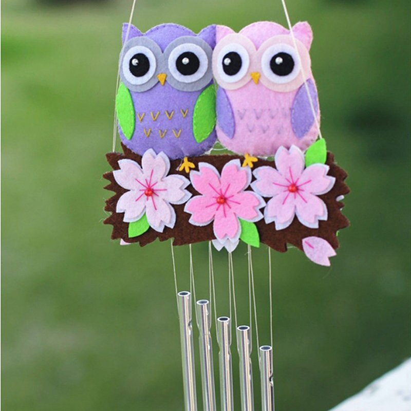 Diy Cute Owl Flowers Sakura Chick Handmade Felt Craft Material Pack Diy Wind Chimes Door Ornaments Home Bedroom Decoration