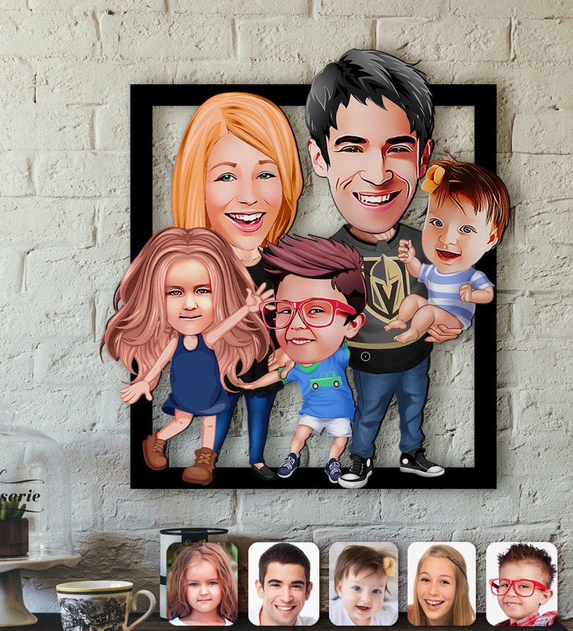 Spersonalizowana karykatura rodzinna z drewna 3D: Default Title