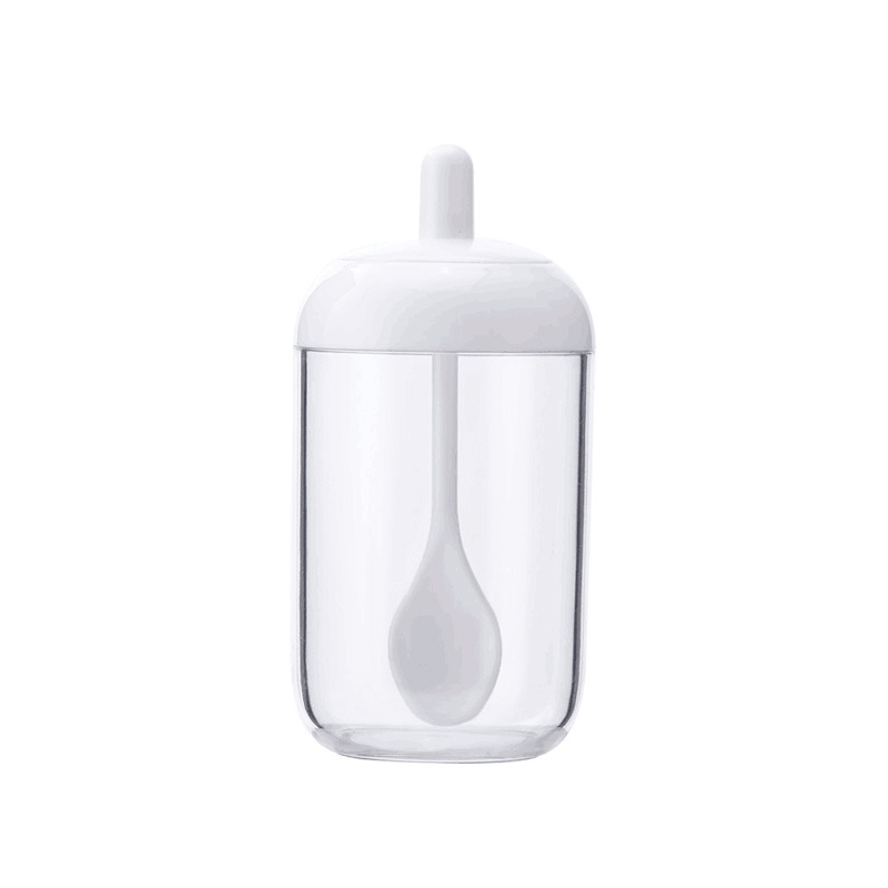 1 Pcs Caster Olie Pot Honing Spice Potten Zout Blikken Opslag Container Peper Kruiden Keuken Met Lepel/Borstel/stok En Deksel: spoon white cute