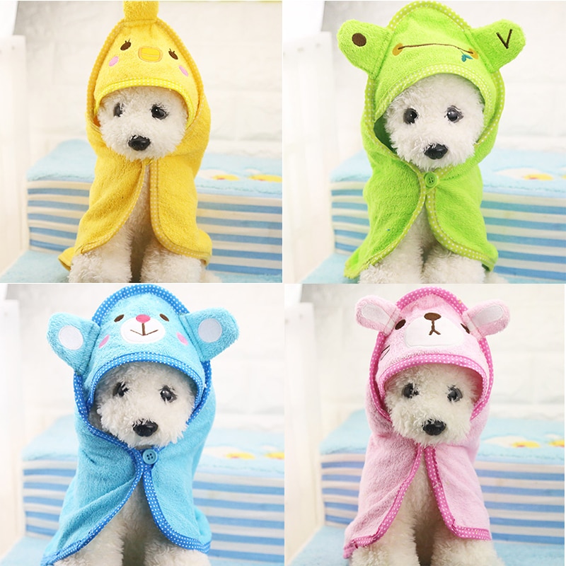 Cartoon Puppy Super Absorbent Bathrobes Pet Clean Supply Cute Pet Dog Towel Soft Drying Bath Pet Towel For Dog Cat Cute