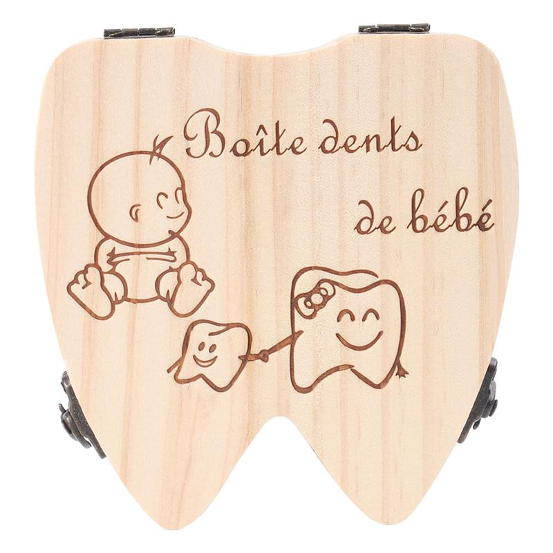 1 Pc Baby Teeth Keepsake Box Tooth Fairy Holder Wooden for Childhood(Sky-blue): Wood  French