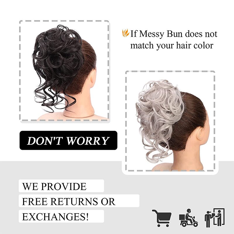 Synthetic Hair Bun Chignon Messy Curly Hair Band Elastic Scrunchy False Hair Pieces For Women Hairpins Black Brown