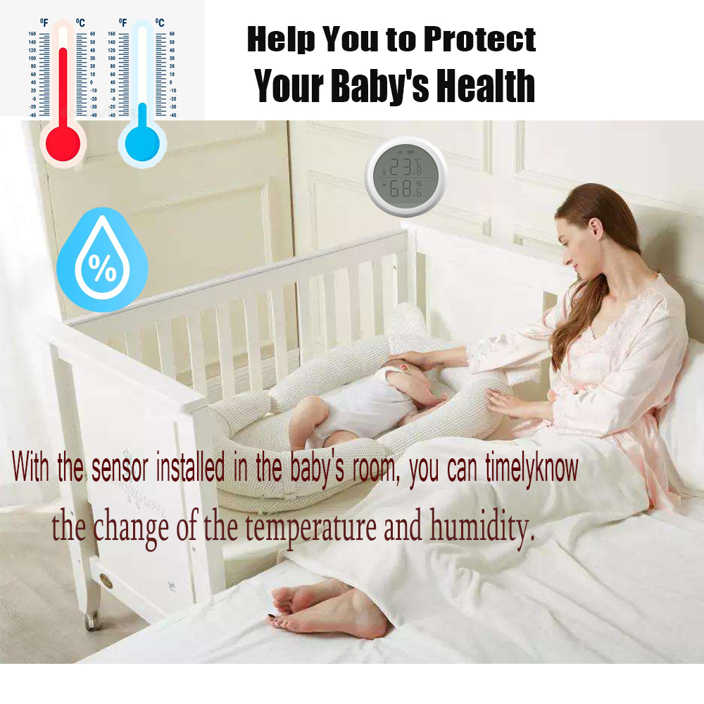 Wireless WiFi Smart Temperature Humidity Sensor Meter LED Screen Display Works With ZigBee Hub TUYA Smart Life Google Home Alexa