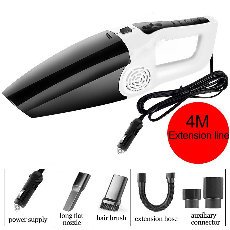 8000Pa Strong Suction Car Vacuum Cleaner 120W 12V Portable Handheld Car Plug Wired Wet/Dry Vaccum Cleaners for Car Home Pet Hair: White