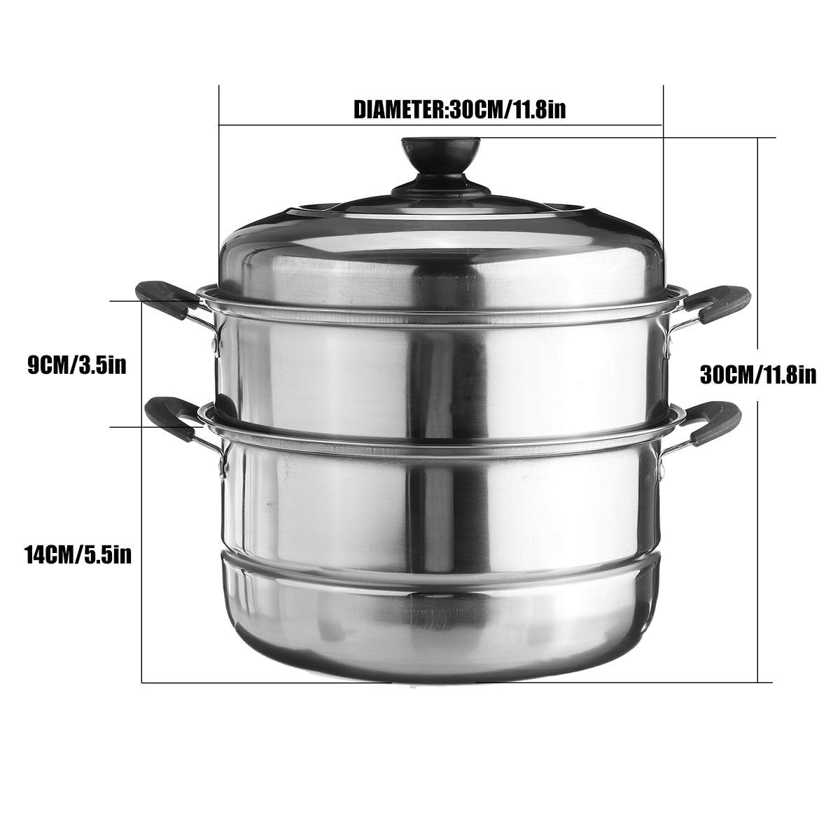 Stainless Steel Three layers Thick Steamer Pot Soup Steam Pot Universal Cooking Pots for Induction Cooker Gas Stove Steam Pot: 30cm