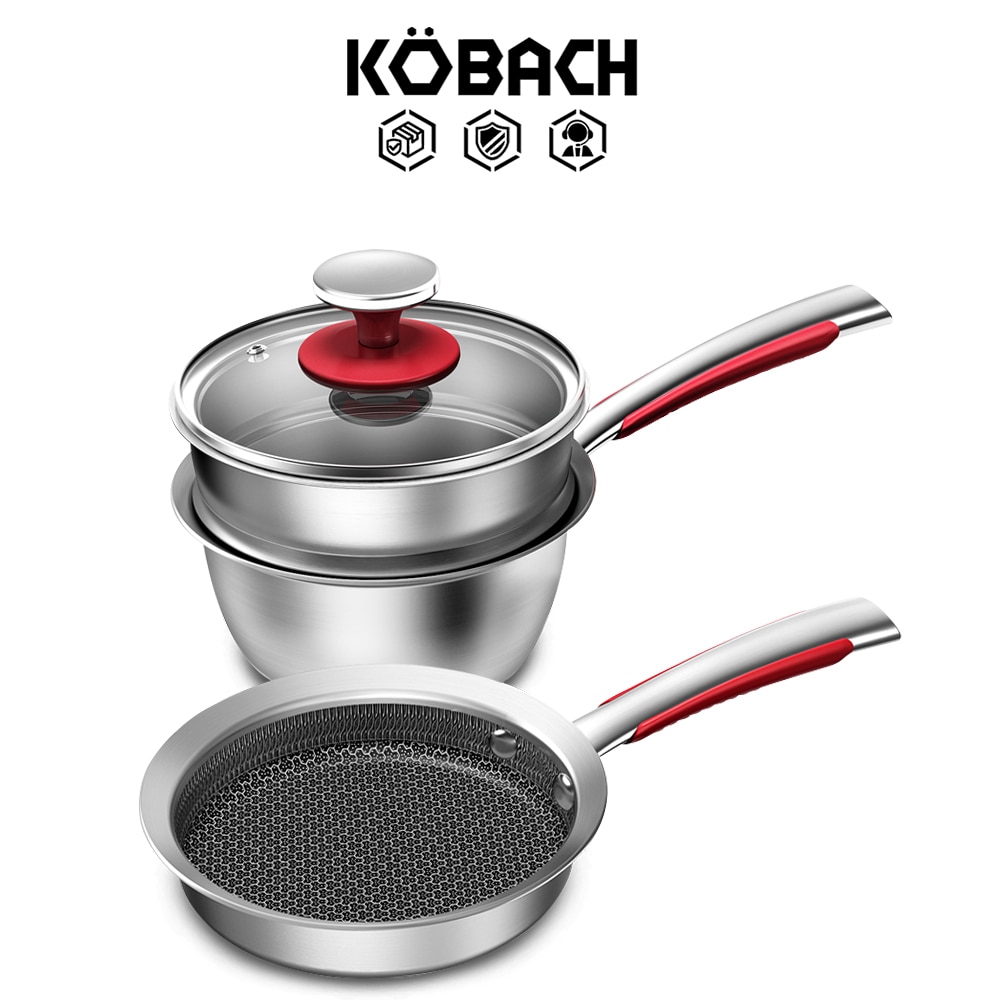 KOBACH kitchen cooking sets 16cm nonstick pan Saucepan stainless steel cooking pots kitchen utensils sets breakfast pots
