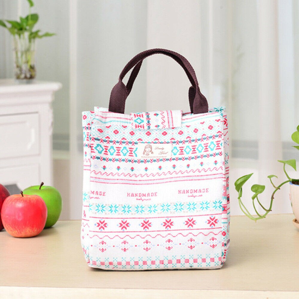 1PC Portable Lunch Bag Thermal Insulated Lunch Box Tote Cooler Bag Bento Pouch Lunch Container School Food Storage Bags: C