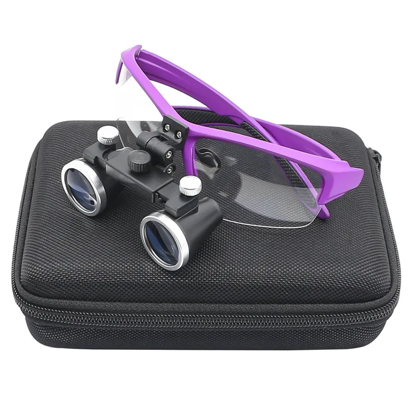 Loupe binoculaire pour dentisterie 2,5x 3,5x, Loupes optiques ultra-légères, loupe à bandeau 320-420mm pour chirurgie dentaire: Violet / 2 fois