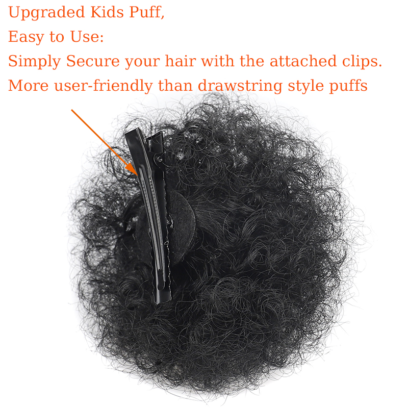 Coque de cabelo afro sintético com clipes para crianças, coque curto e crespo para meninas, extensão de rabo de cavalo encaracolado