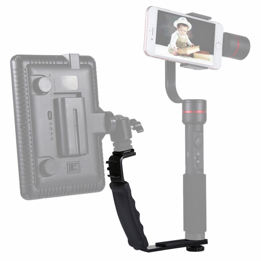 Photography Video Flash Camera Grip L-Shape Bracket Holder With 2 Side Shoe Mounts for Video Light Flash DSLR Holder r30