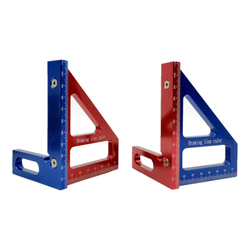 45/90 Degree Triangle Ruler Scriber Woodworking Square Protractor Lightweight R9UF