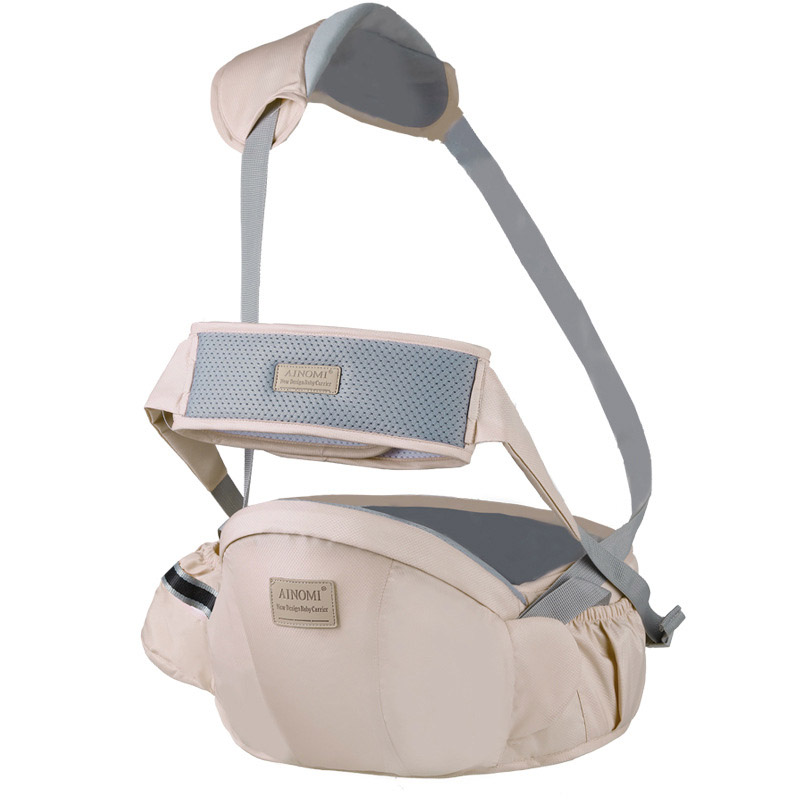 Taburete de cintura para bebé, asiento de cadera antideslizante, ajustable, cinturón de protección, cinturón de ventilación: Khaki