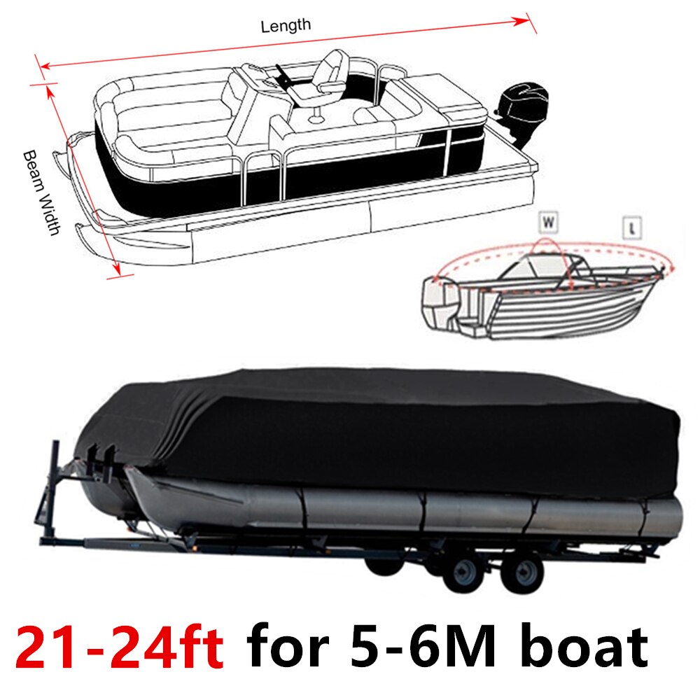 17FT -24FT Rubber Dinghy Pontoon Boat Covers 210D Water Rain Proof Trailerable Pontoon Boat Cover Coat Protector Sun UV Dust D20
