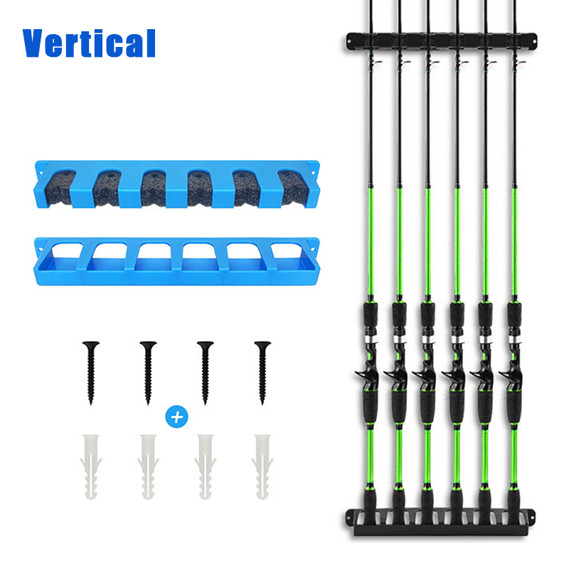 Supports de canne à pêche, support Vertical à 6 tiges, support mural modulaire pour Garage, présentoir de canne à pêche, cadre fixe: Rouge