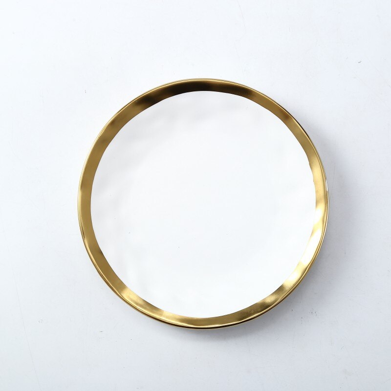 Luxury Gilded Western Food Steak Pasta Plate Household 10-inches Fruit Salad Dessert Dessert Plate Restaurant Tableware: 10-inches