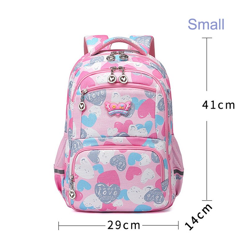 Dzieci 1-6 klasy szkolne plecaki dla dziewcząt z miłosnym nadrukiem wodoodporne torby robić szkoły podstawowej dzieci student plecak Mochila Escolar: mały niebieski różowy