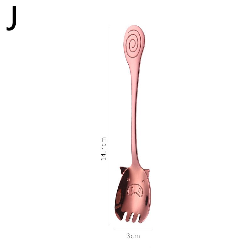 Kreative Nette Schwein Geformt Edelstahl Besteck Küche Geschirr Kaffee Tee Löffel Abendessen Gabel Besteck Tabelle Decor 7 Farben: J