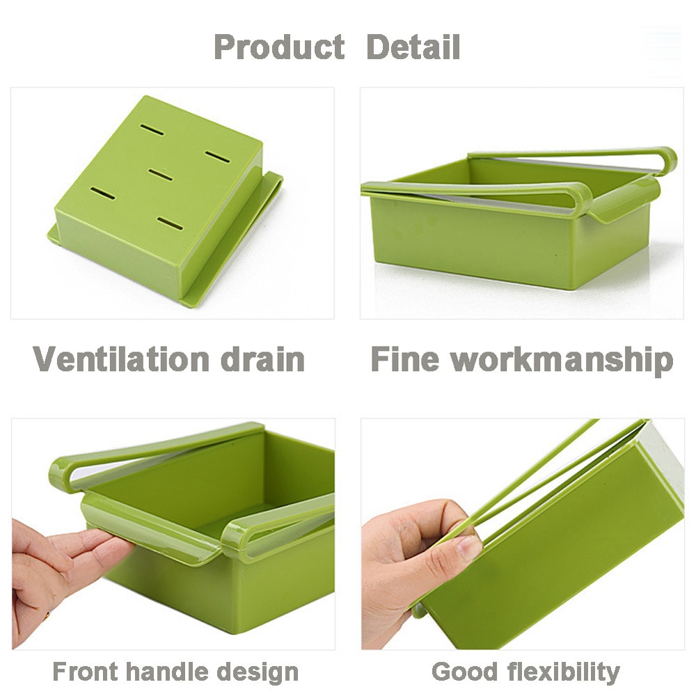 Mini ABS Slide Kitchen Fridge Freezer Space Saver Organization Storage Rack Bathroom Shelf Refrigerator Food Container Dec 18th