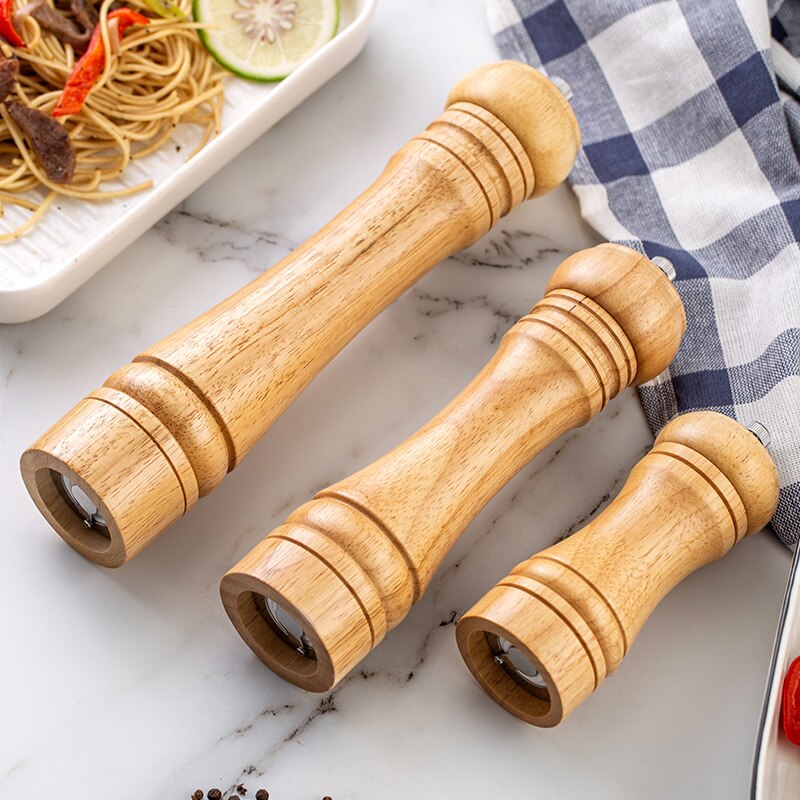 Molinillo de pimienta de roble primario Manual molinillo de pimienta condimento recipiente para especias de cocina tarros de especias