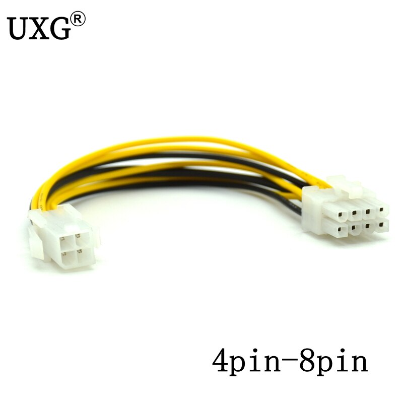 8 Inch ATXP4EXT ATX 12V 4-pin Male to 4Pin 8pin Female PC CPU Power Extension Cord Connector Adapter: 4pin-8pin