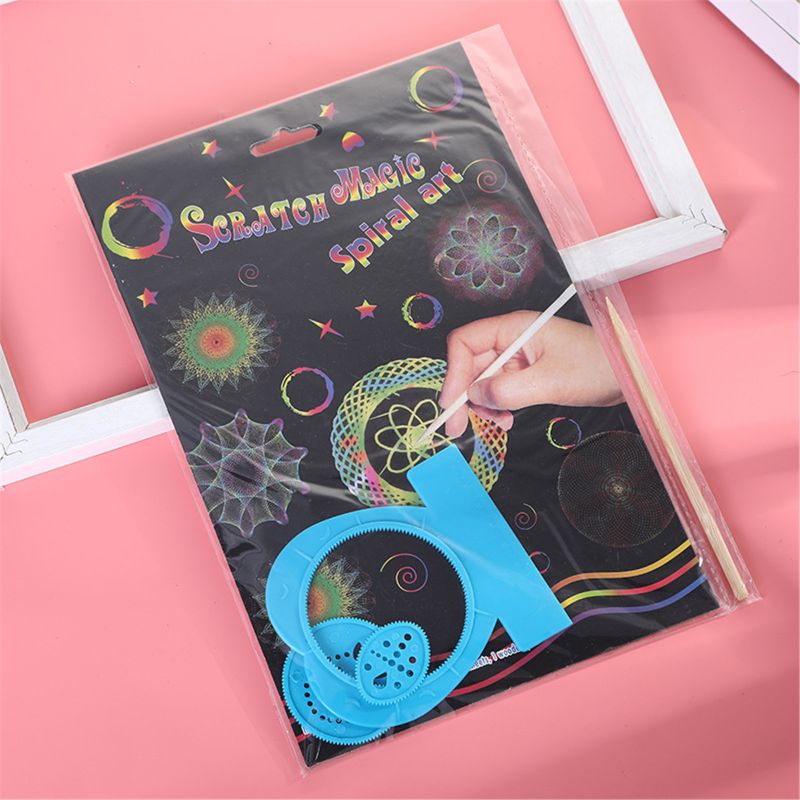 Scratch Paper Art Set for Kids, 5Pcs Rainbow Magic Scratch Off Arts Black Scratc Scratch Paper