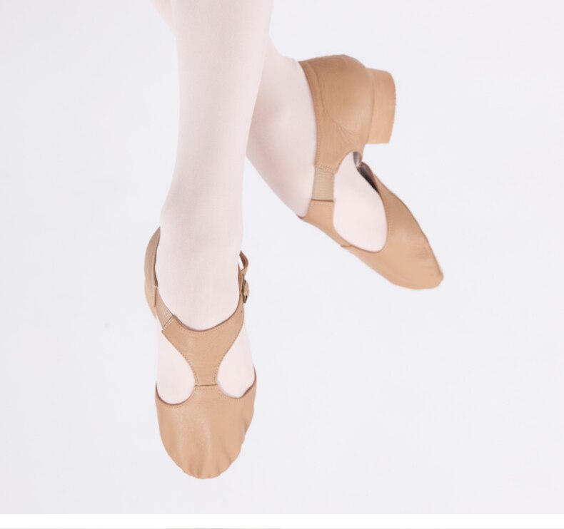 Kleine Kinderen Meisjes Kinderen Ballet Jazz Dansschoenen Stretch Natuurlijke Leer Dans Sandalen Cool Sneakers Gymnastiek Schoen EU23-EU33: Tan Children Size / 13