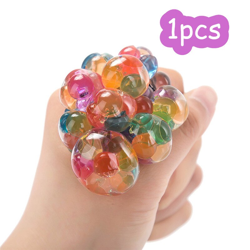 Bola de uva para aliviar el estrés, juguete de malla de goma negra, calmante para la cara, estrés, autismo, 1 Uds./3 uds./5 uds.: 1pcs
