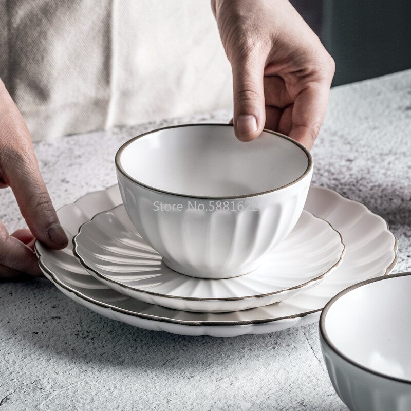 Servise keramisk middagstallerken sett fat 8/10 tommers porselen søt dessert tallerken servise krus biff tallerken