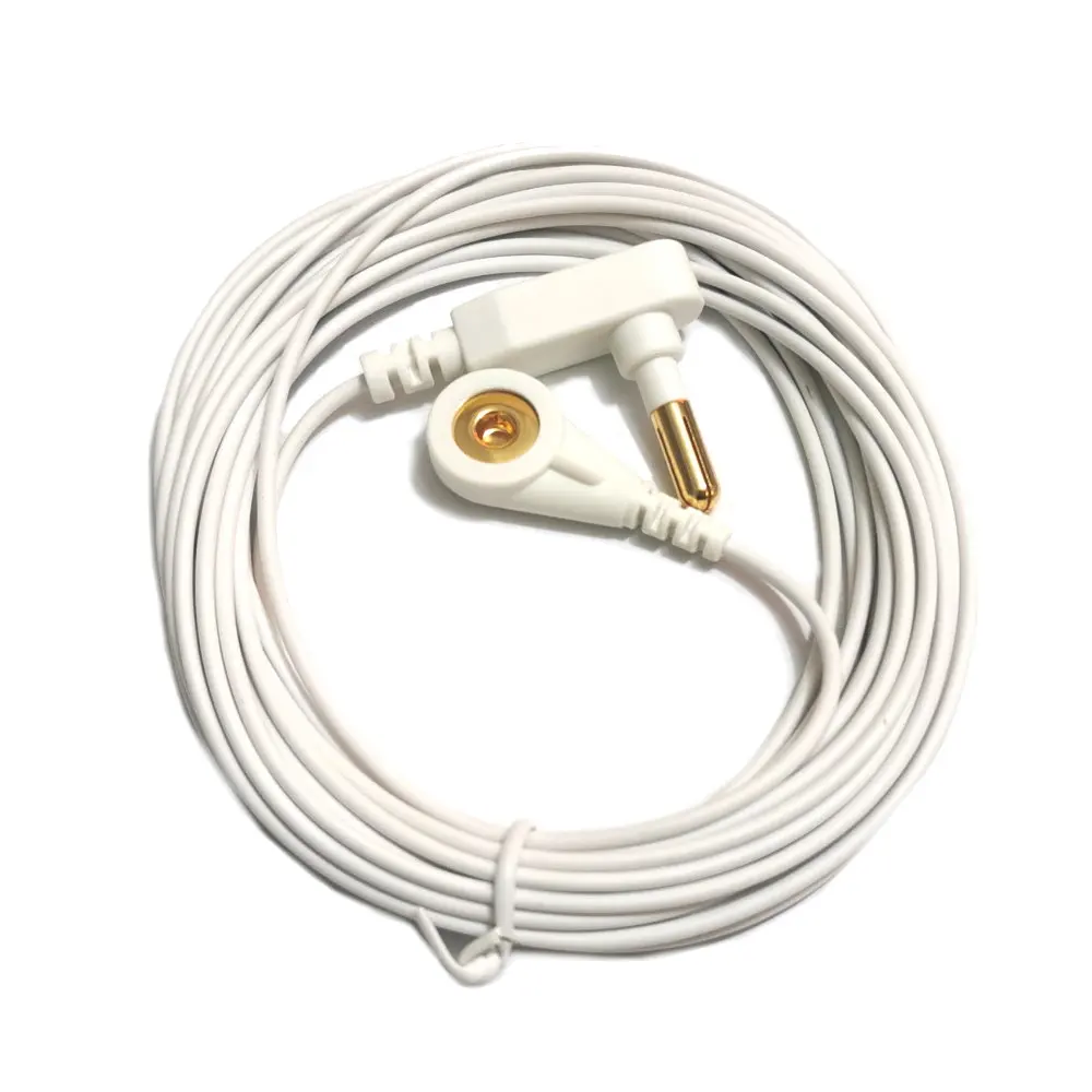 Earthing Socket plug with grounding cord for Earthing sheet / pillow case / earthing mat: WHITE