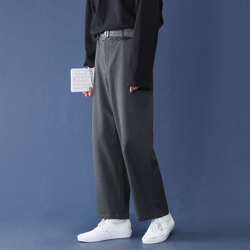 Pantalon de costume noir et gris Caramel pour hommes, ample, droit, jambes larges, , solide, décontracté, facile à assortir, printemps été: Gray / XXL