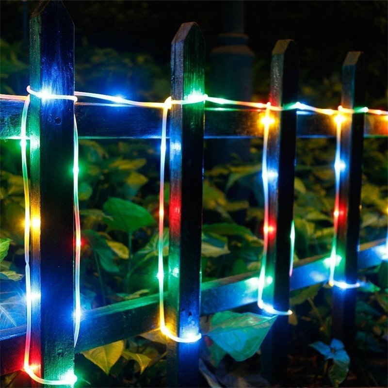 12m 100 led guirlande solsnor lyser reb rør belysning til hjemmet have julelampe græsplæne dekoration solenergi lys