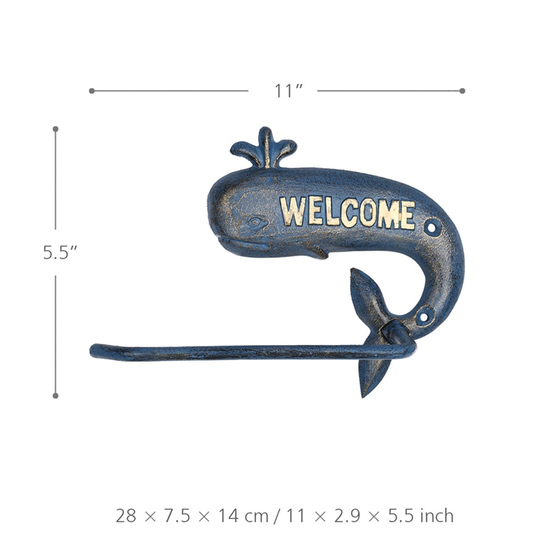 Cast Iron Paper Towel Holder Whale Paper Holder Coat Hook Towel Rack Bathroom Organizer Kitchen Roll Paper Holder