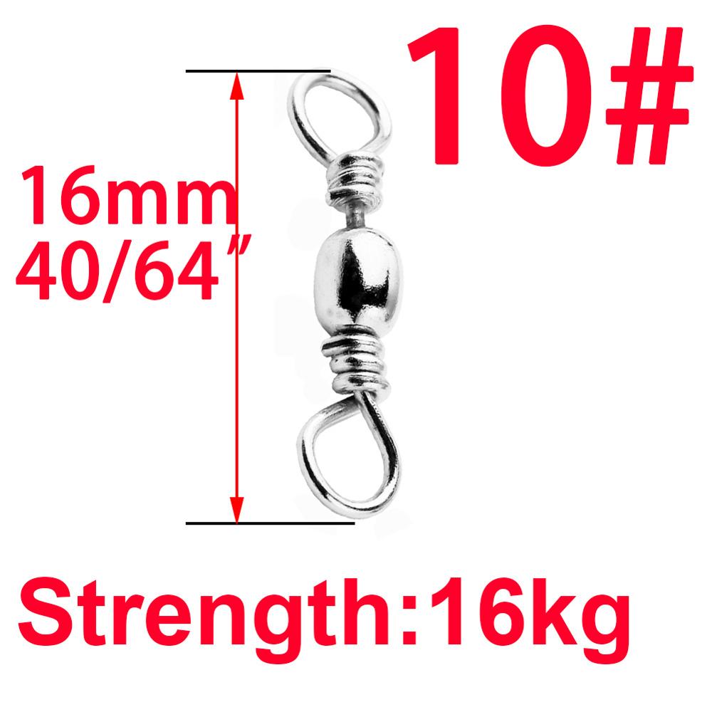 Barril giratorio de rodamiento de bolas de pesca de acero inoxidable, anzuelos de Pesca de Mar, Conector de línea de señuelo, productos para pesca, 50 piezas/1 caja: 16mm  50pcs