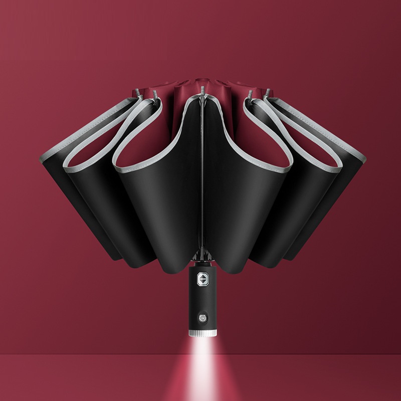 Xiaomi Auto Open Close Light-emitting LED Reverse Umbrella Ten-bones Three-folding Automatic Business Umbrella with Light: 01