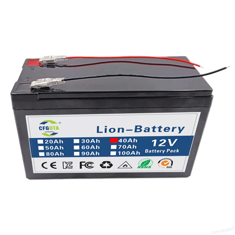 12V 40Ah lithium Battery Pack Lithium Iron Phosphate Batteries Built-in BMS For Solar Boat+12.6V Charger