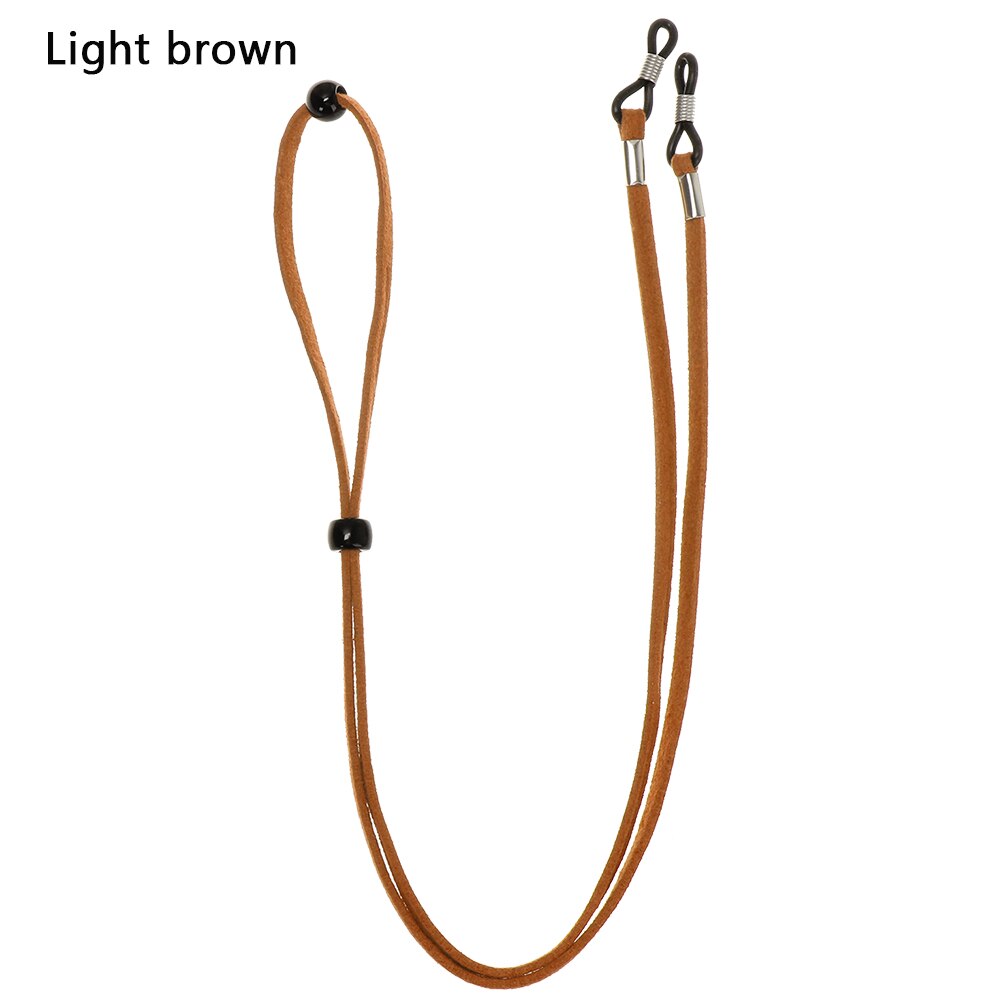 Correa de cuero de alta elasticidad para gafas de sol, collar de cadena para gafas, gafas de lectura soporte para, correa para el cuello: B-light brown