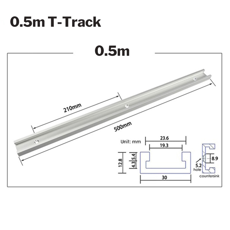 300/400/500/600MM Aluminium Alloy T-track Slot Miter Track Jig Fixture for Table Bandsaws T-track Slider Woodworking DIY Tool: 500mm