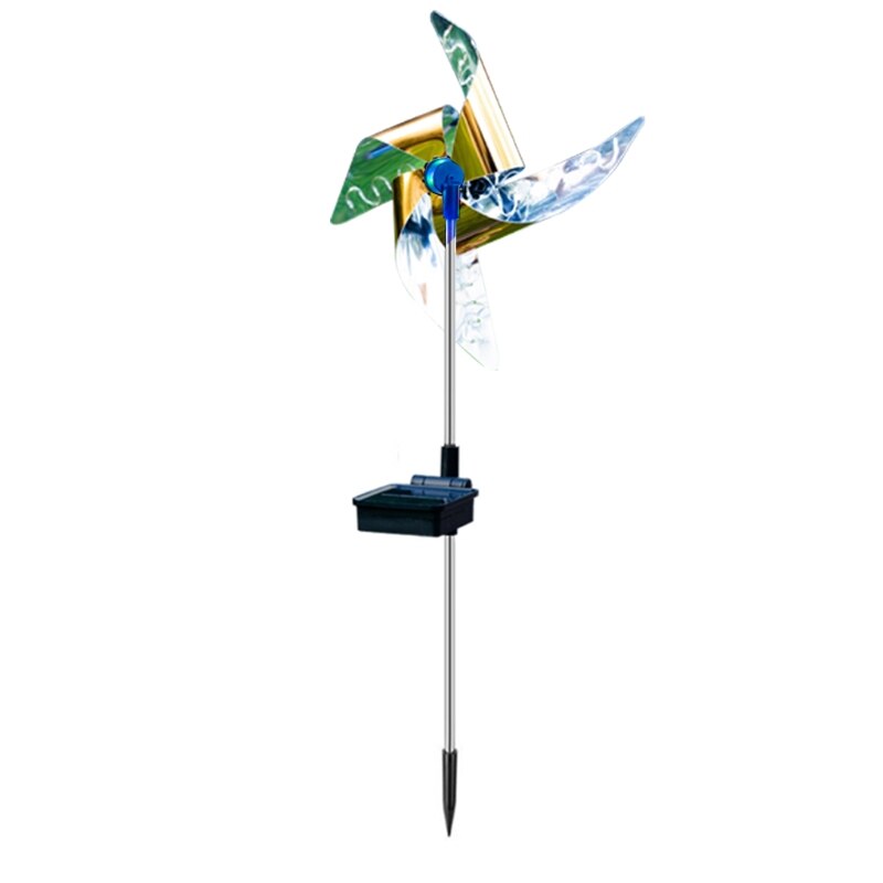 Solar Wind Spinner Garden Stake Pinwheels with 8 Lighting Modes LED Fairy Lights B2QD