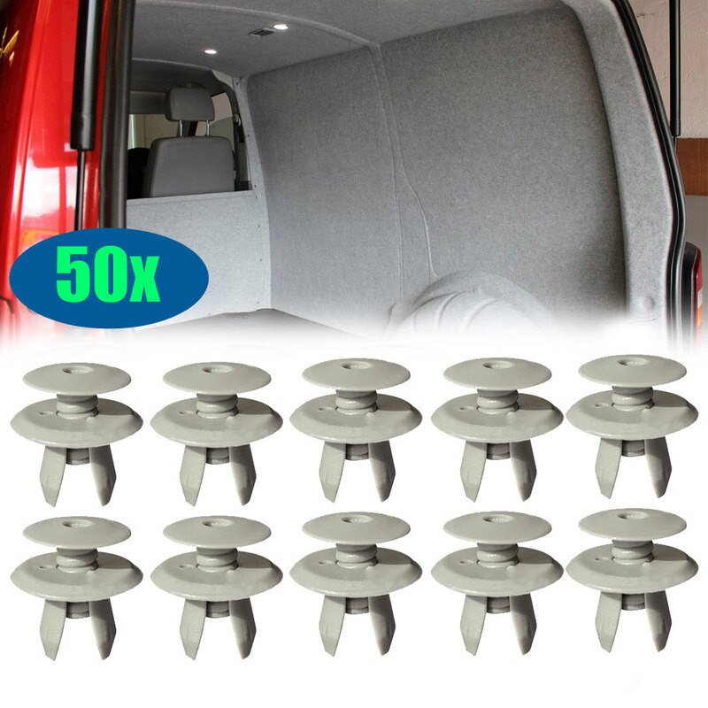 50 Stuks Auto Fastener Trim Panel Lining Clips Grijs Plastic Houder Clip Auto-interieur Voor Vw Volkswagen T4 T5 Transporter eurovan