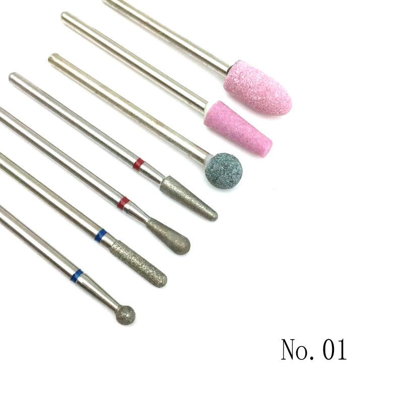 6 Stuks Nagel Boor Set Voor Elektrische Frezen Pedicure Manicure Machine Nail File Slijpen Hoofd Nail Tool Accessoires: 7Pcs Set 1
